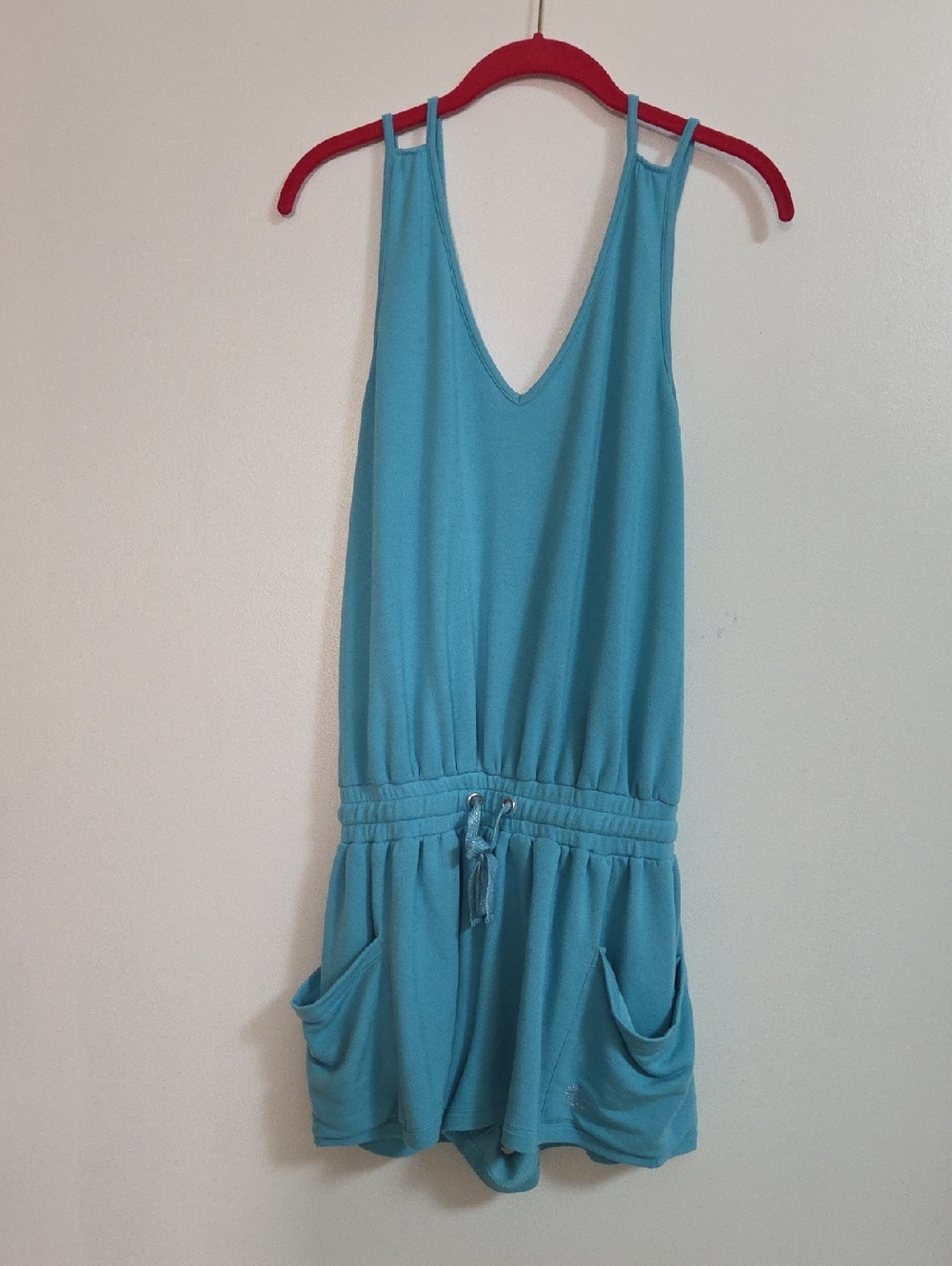 Ramy Brook Turquoise Sleeveless V Neck Knit Shorts Romper